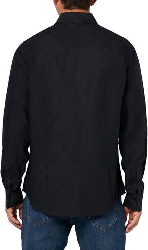 Armani Exchange Mens Long Sleeve Regular Fit All Over Logo Jacquard Shirt in Saudi Arabia