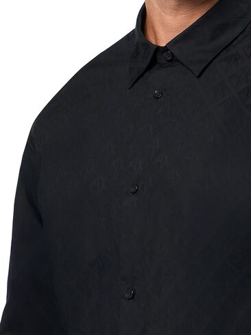 Armani Exchange Mens Long Sleeve Regular Fit All Over Logo Jacquard Shirt in Saudi Arabia