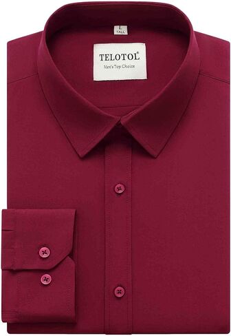 قمصان رجالي 4-Way تمتد كم طويل سليم صالح تنفس التجاعيد الحرة الصلبة الأعمال الرسمية زر أسفل قميص in Kuwait