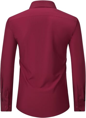 قمصان رجالي 4-Way تمتد كم طويل سليم صالح تنفس التجاعيد الحرة الصلبة الأعمال الرسمية زر أسفل قميص in Kuwait