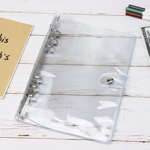 Mini Size 3-Ring Binder Cover Clear Refillable PVC Notebook Binder with Snap Button Closure File Folder for 3-Holes Filler Paper Loose Leaf Personal Planner in Kuwait