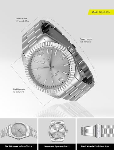 Invicta Specialty 47449 Men's Watch - Waterproof - Analogue - Quartz Movement - Stainless Steel with Silver dial - 43mm in Saudi Arabia
