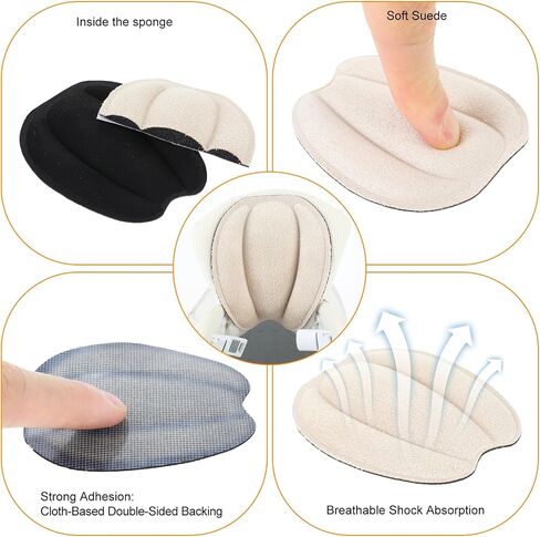 4 Pairs Tongue Pads for Shoes,Heel Cushions for Womens Shoes, Non Slip Heel Inserts,Size Large, Reduce Friction in Saudi Arabia