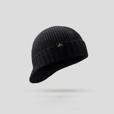Men's Black Thermal Winter Beanie Hat Fleece Lined Skull Cap for Cold Weather Windproof Soft Warm Knit Hat for Outdoor Sports in Saudi Arabia