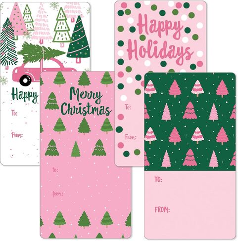 Pink Christmas Gift Tags, Peel and Stick Christmas Gift Tags - 75 Labels Pink Style Holiday Self Adhesive Gift Wrap Tags for Girls in Saudi Arabia