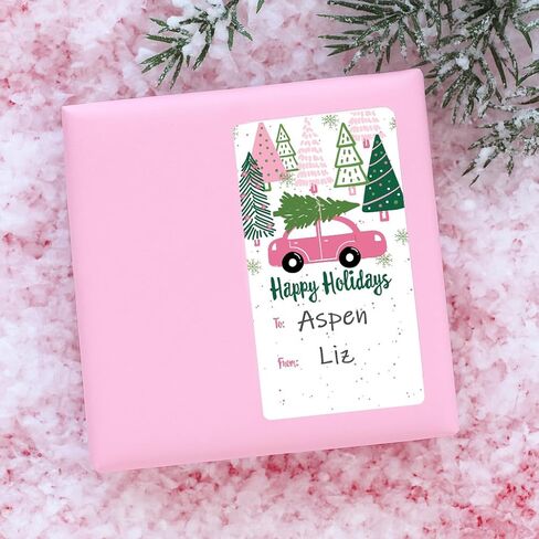 Pink Christmas Gift Tags, Peel and Stick Christmas Gift Tags - 75 Labels Pink Style Holiday Self Adhesive Gift Wrap Tags for Girls in Saudi Arabia
