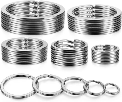 YHYZ Split Key Ring Circle Assorted, Metal Flat Round Keyring Durable in 5 Sizes (Small 1/2 inch, 3/4 inch,1 inch, 1.25 inch, 1.38 inch), for Dog Pet Collar DIY Tag Jewelry Car Key (Flat Round) in Saudi Arabia