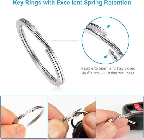 YHYZ Split Key Ring Circle Assorted, Metal Flat Round Keyring Durable in 5 Sizes (Small 1/2 inch, 3/4 inch,1 inch, 1.25 inch, 1.38 inch), for Dog Pet Collar DIY Tag Jewelry Car Key (Flat Round) in Saudi Arabia