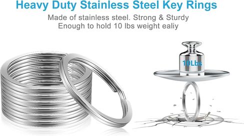 YHYZ Split Key Ring Circle Assorted, Metal Flat Round Keyring Durable in 5 Sizes (Small 1/2 inch, 3/4 inch,1 inch, 1.25 inch, 1.38 inch), for Dog Pet Collar DIY Tag Jewelry Car Key (Flat Round) in Saudi Arabia