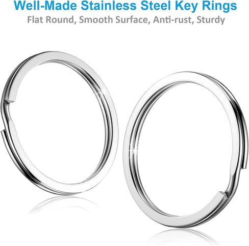 YHYZ Split Key Ring Circle Assorted, Metal Flat Round Keyring Durable in 5 Sizes (Small 1/2 inch, 3/4 inch,1 inch, 1.25 inch, 1.38 inch), for Dog Pet Collar DIY Tag Jewelry Car Key (Flat Round) in Saudi Arabia