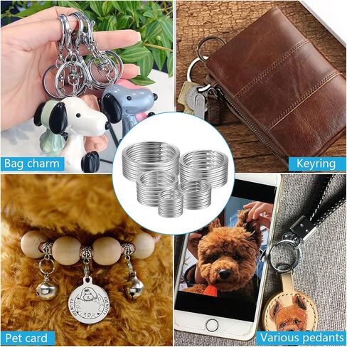 YHYZ Split Key Ring Circle Assorted, Metal Flat Round Keyring Durable in 5 Sizes (Small 1/2 inch, 3/4 inch,1 inch, 1.25 inch, 1.38 inch), for Dog Pet Collar DIY Tag Jewelry Car Key (Flat Round) in Saudi Arabia