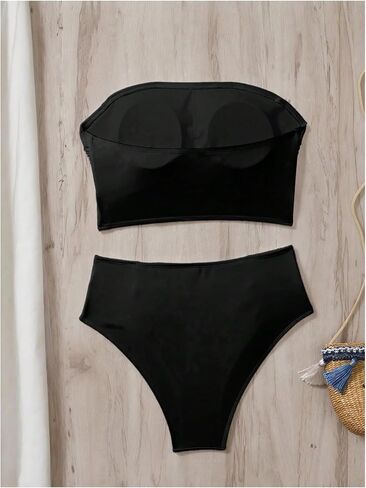 SweatyRocks Women's High Waisted Bandeau Bikini Sets Strapless Two Piece Swimsuit Bathing Suits in Saudi Arabia