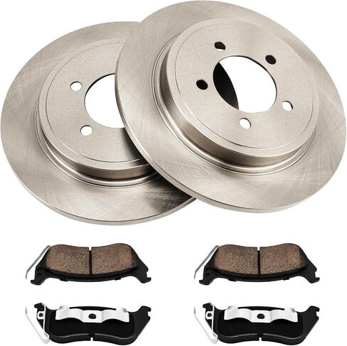 طقم الفرامل الخلفية من KAX، وسادات فرامل ودوارات من السيراميك من ألياف الكربون | يناسب Ford Explorer 2006-2010، Ford Explorer Sport Trac 2007-2010، Mercury Mountaineer 2006-2010، مجموعة فرامل بديلة للسيارات in Kuwait