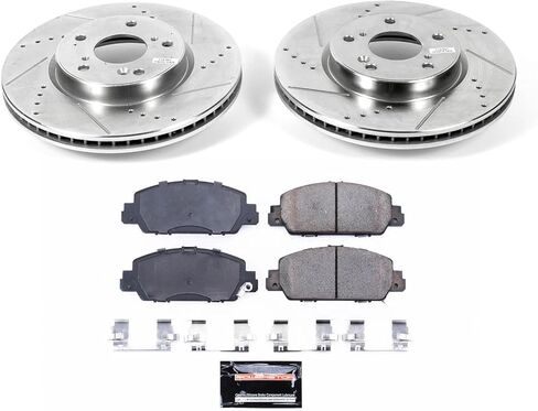 Power Stop K6515 Front Z23 Carbon Fiber Brake Pads with Drilled & Slotted Brake Rotors Kit For 2013-2017 Honda Accord [EX, EX-L, Hybrid] | 2018-2022 Honda Accord [EX, 1.5L EX-L] in Saudi Arabia