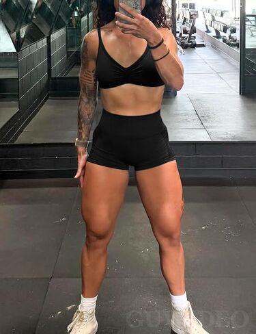 Mid Rise Scrunch Butt Lifting Shorts for Women Seamless Workout Biker Yoga Gym Compression Shorts 5" in Saudi Arabia