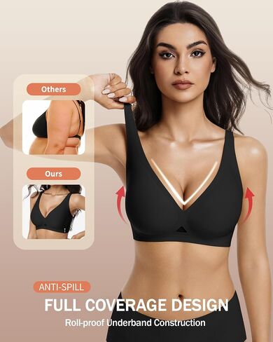 Aubrasen Deep V Wireless Seamless Push Up Bras for Women - Comfort Bralette for Everyday Wear in Saudi Arabia