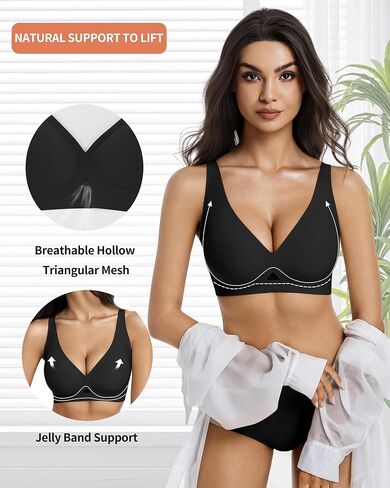 Aubrasen Deep V Wireless Seamless Push Up Bras for Women - Comfort Bralette for Everyday Wear in Saudi Arabia