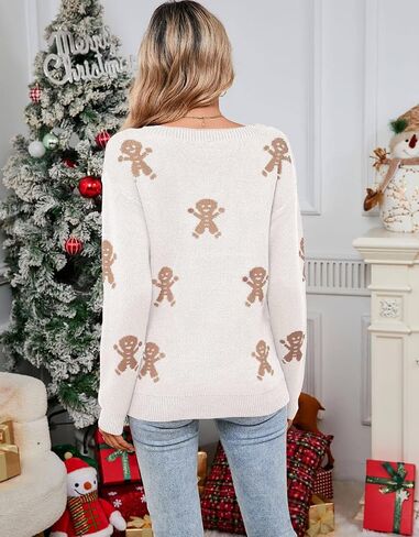 Women's Pullover Sweaters Long Sleeve Crew Neck Cute Multi-Hearts Knitted Casual Sweater in Kuwait