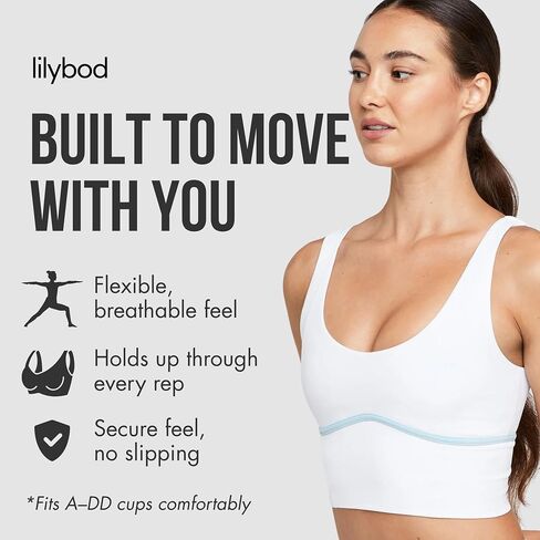 Lilybod AVA Sports Bra – Moisture‑Wicking, Removable Cups, Long Line Double Layer Bust Workout Performance Bra in Saudi Arabia