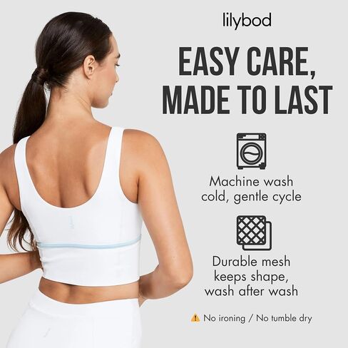 Lilybod AVA Sports Bra – Moisture‑Wicking, Removable Cups, Long Line Double Layer Bust Workout Performance Bra in Saudi Arabia
