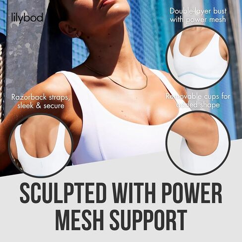 Lilybod AVA Sports Bra – Moisture‑Wicking, Removable Cups, Long Line Double Layer Bust Workout Performance Bra in Saudi Arabia