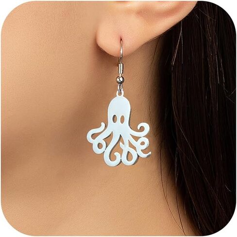 Gold Silver Octopus Earrings for Women Sea Creature Drop Dangle Earrings Ocean Tentacle Anima Earring Statement Jewelry Gifts in Saudi Arabia