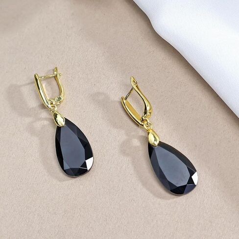 Earrings For Women Natural Lapis Dangle Earrings for Women 18K Plated Gold Tiger Eye Leverback Earrings Teardrop Drop Earrings Trendy Natural Rose Quartz Onyx Healing Stone Dangle Drop Earrings Jewelry for Gifts in Kuwait