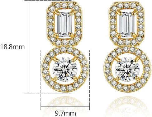 Minimalist 14K Gold VVS1 Drop Earrings with Stunning Emerald Cut Moissanite for Women in Saudi Arabia
