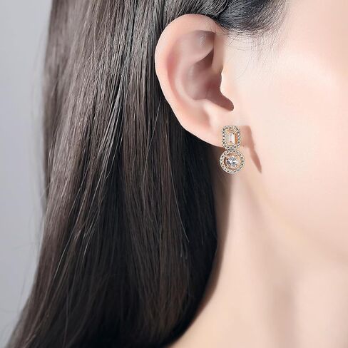 Minimalist 14K Gold VVS1 Drop Earrings with Stunning Emerald Cut Moissanite for Women in Saudi Arabia