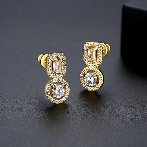 Minimalist 14K Gold VVS1 Drop Earrings with Stunning Emerald Cut Moissanite for Women in Saudi Arabia