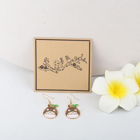 MAOFAED Kawaii Anime Cat مع حلق على شكل ورقة شجر للمروحة، مجوهرات الرسوم المتحركة اليابانية، هدية لمحبي المانجا (حلق القط) in Saudi Arabia