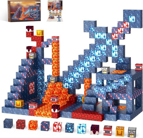 Magnetic Blocks 100 Pcs Magnetic Tiles Building Toys Construction Toys STEM Sensory Construction Toys for 3 4 5 6 7 8 Year Old Boys & Girls, Creative Kids Games Kids Toys in Saudi Arabia