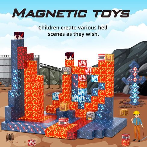 Magnetic Blocks 100 Pcs Magnetic Tiles Building Toys Construction Toys STEM Sensory Construction Toys for 3 4 5 6 7 8 Year Old Boys & Girls, Creative Kids Games Kids Toys in Saudi Arabia