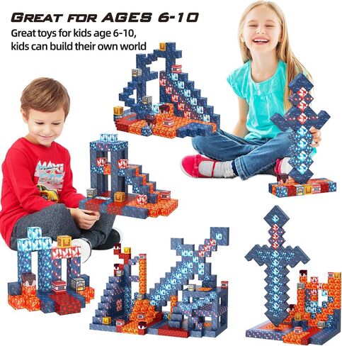 Magnetic Blocks 100 Pcs Magnetic Tiles Building Toys Construction Toys STEM Sensory Construction Toys for 3 4 5 6 7 8 Year Old Boys & Girls, Creative Kids Games Kids Toys in Saudi Arabia