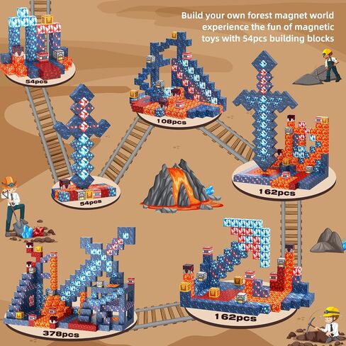 Magnetic Blocks 100 Pcs Magnetic Tiles Building Toys Construction Toys STEM Sensory Construction Toys for 3 4 5 6 7 8 Year Old Boys & Girls, Creative Kids Games Kids Toys in Saudi Arabia