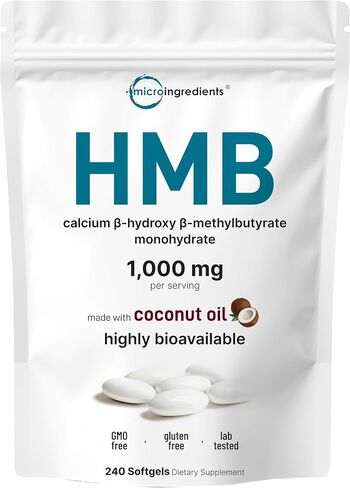 HMB 1,000mg | 240 Softgels with Coconut Oil | Highly Bioavailable | HMB Supplements for Men & Women | Calcium Beta-Hydroxy Beta-Methylbutyrate | Supports Lean Muscle Mass & Muscle Recovery in Saudi Arabia