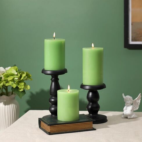 Black Pillar Candles Set of 3, Black Candles for Halloween Decorations, Width 3" High 4" 5" 6" Unscented Smokeless Soy Wax Candle, Suitable for Gothic, Industrial, Minimalist and Dark Style Candle in Saudi Arabia