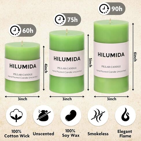 Black Pillar Candles Set of 3, Black Candles for Halloween Decorations, Width 3" High 4" 5" 6" Unscented Smokeless Soy Wax Candle, Suitable for Gothic, Industrial, Minimalist and Dark Style Candle in Saudi Arabia