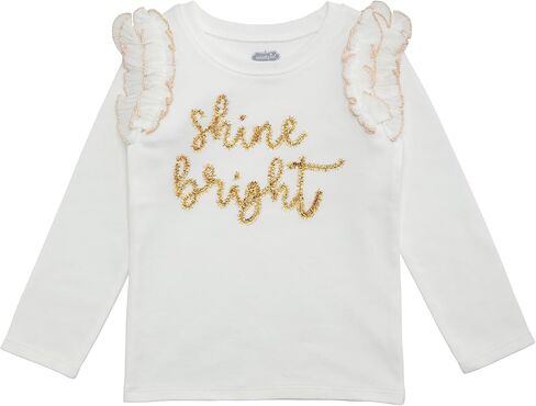 Mud Pie Girls Kids Christmas White Holiday Tinsel Long Sleeve Shirt in Saudi Arabia