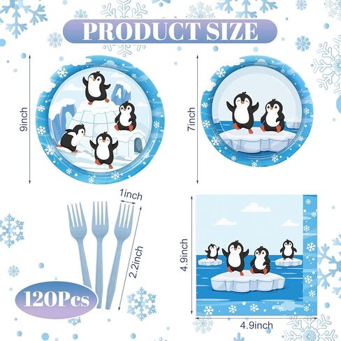 Zubebe 120 Pcs Arctic Animals Birthday Party Decorations Penguin Paper Plates and Napkins Serve for 24 Guests Polar Bear Disposable Dinnerware for Winter Party Decorations Supplies in Kuwait