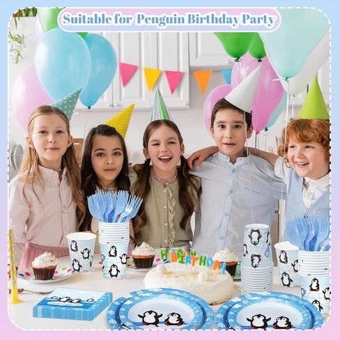 Zubebe 120 Pcs Arctic Animals Birthday Party Decorations Penguin Paper Plates and Napkins Serve for 24 Guests Polar Bear Disposable Dinnerware for Winter Party Decorations Supplies in Kuwait