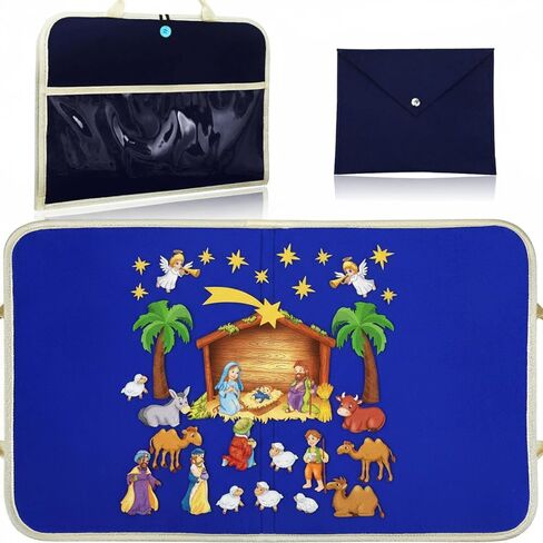 Nativity Bible Felt Board Jesus Birth Felt Story Board Set Felt Board Stories for Preschool, 32 Pcs Birth of Jesus Felt Figures Nativity Felt Stories Kit for Toddlers Classroom Storytelling Activity in Kuwait