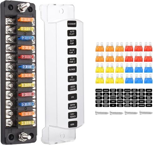 Fuse Block Blade Marine Fuse Panel Fuse Box ATC/ATO Waterproof Cover Negative Bus Included No LED Indicator for Car Boat Yacht RV Trailer Truck SUV (6Way) in Saudi Arabia