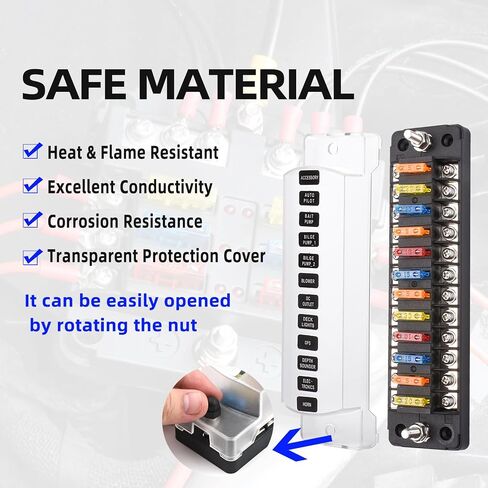 Fuse Block Blade Marine Fuse Panel Fuse Box ATC/ATO Waterproof Cover Negative Bus Included No LED Indicator for Car Boat Yacht RV Trailer Truck SUV (6Way) in Saudi Arabia