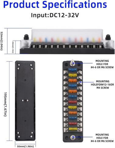 Fuse Block Blade Marine Fuse Panel Fuse Box ATC/ATO Waterproof Cover Negative Bus Included No LED Indicator for Car Boat Yacht RV Trailer Truck SUV (6Way) in Saudi Arabia