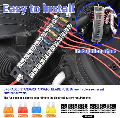 Fuse Block Blade Marine Fuse Panel Fuse Box ATC/ATO Waterproof Cover Negative Bus Included No LED Indicator for Car Boat Yacht RV Trailer Truck SUV (6Way) in Saudi Arabia
