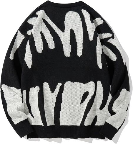 SHENHE Men's Graphic Sweater Button Down Long Sleeve V Neck Cardgian Sweater Streetwear in Saudi Arabia