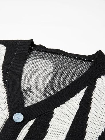 SHENHE Men's Graphic Sweater Button Down Long Sleeve V Neck Cardgian Sweater Streetwear in Saudi Arabia