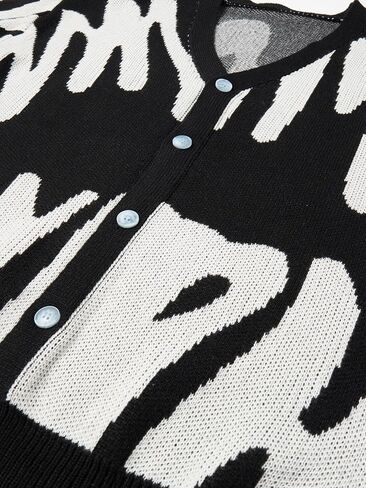 SHENHE Men's Graphic Sweater Button Down Long Sleeve V Neck Cardgian Sweater Streetwear in Saudi Arabia
