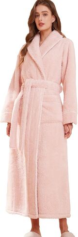 Soft Warm Teddy Fleece Bathrobe Long Plush Robe for Women in Saudi Arabia